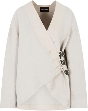 Giorgio Armani Caban With Side Tie Fastening - White