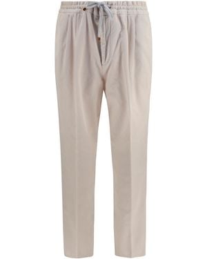 Brunello Cucinelli Corduroy Drawstring Trousers Cotton - Grey