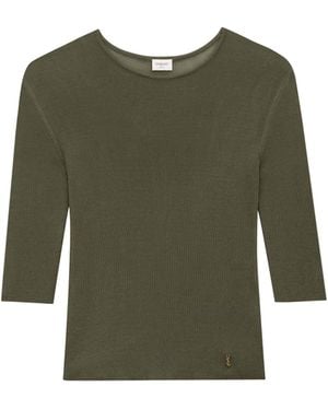Saint Laurent Semi-Sheer Certified Viscose Knitted Top - Green