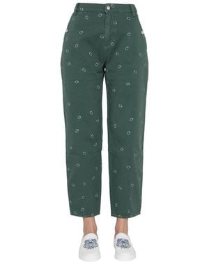 KENZO Paisley-Print Cropped Trousers - Green