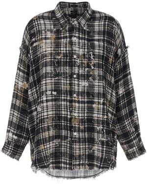 R13 Fringed Shirt Cotton Shirt, Blouse - Gray