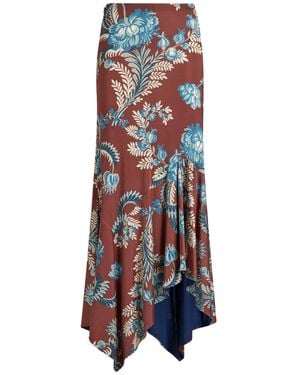 Etro Burgundy Printed Jersey Midi Skirt - White