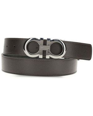 Ferragamo Calf Leather Bos Taurus Regular Belt - Black