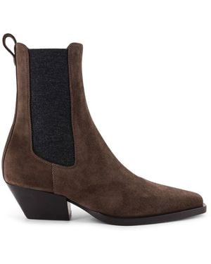 Brunello Cucinelli Chelsea Boot Suede Ankle Boots - Brown