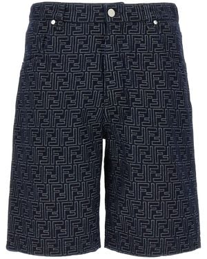 Fendi Bermuda Jeans Jacquard Ff - Blue
