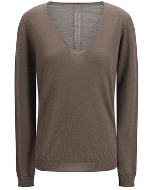 Rick Owens Grey Wool Oves Aries Sweatshirt - Brown