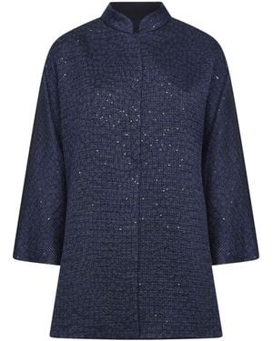 Giorgio Armani Sequined Viscose Blend Single-Breasted Jacket - Blue