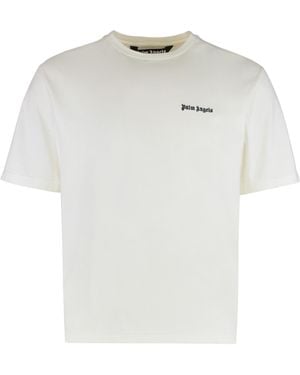 Palm Angels Round Neck Cotton T-Shirt T-Shirts - White