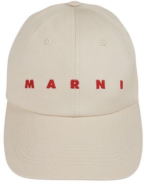 Marni Logo Embroidered Curved-Peak Baseball Cap - Natural