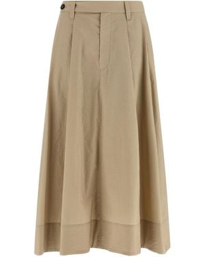 Brunello Cucinelli Cotton Midi Skirt - Natural