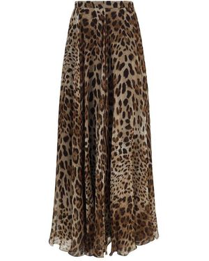 Dolce & Gabbana Beige Silk Long Skirt - Brown