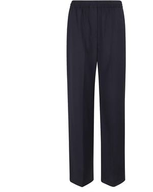 Weekend by Maxmara Tela Pura Lana Natural Stretch Trama E Ordito Unita Vergine Ovis Aries Pantaloni - Blue