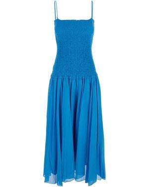 Tory Burch Long Dress Silk-Cotton - Blue