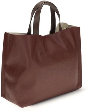 Marni Tote Bag Museo Calf Leather Shoulder - Brown