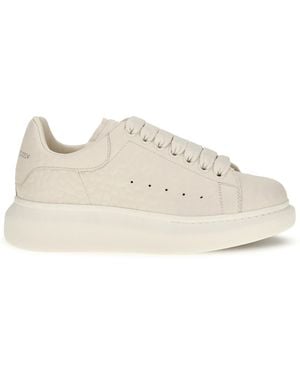 McQueen Oversized Pebbled Leather Sneakers - White