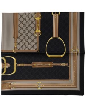 Gucci Printed Silk Twill Carre - Black