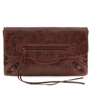 Balenciaga Bordeaux Lamb Ovis Aries Aries Clutch Bag - Brown