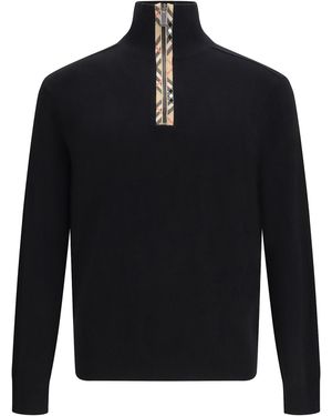 Burberry Check Wool Jumper - Black