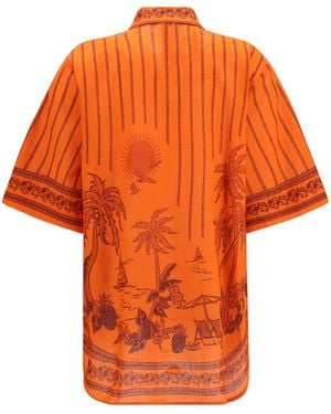 ALÉMAIS Oversized Printed Shirt Cotton - Orange