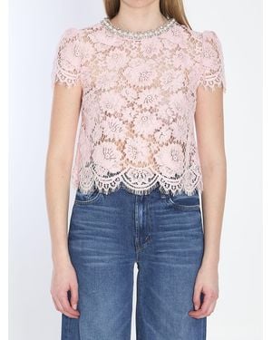 Self-Portrait Lace Top - Blue