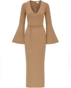 MICHAEL Michael Kors Wool Midi Dress - Natural