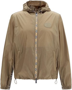 Burberry Newport Nylon Hooded Jacket - Natural