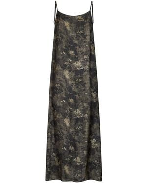 Uma Wang And Floral Moulay Anaya Long Slip Dress - Green