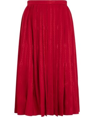 Gucci Pleated Silk Twill Skirt - Red