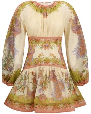 Zimmermann Indra Mini Dress Cotton; Silk; Metal Fibres - Natural