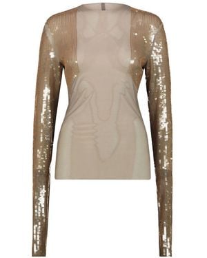 Rick Owens Sequined Top - Natural