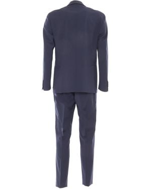 Lardini Suit Easy Wear Drop 7 Reg Polyester Wool Elastane Single Breasted Dress - Blue