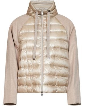 Herno Bomber Jacket Flannel And Nylon Polyester - Natural