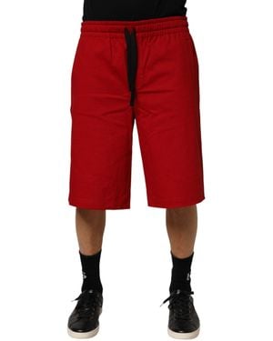 Dolce & Gabbana Cotton Midwaist Drawstring Bermuda Trousers - Red