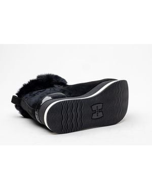Hogan Faux Fur Trim Booties Shoe - Black