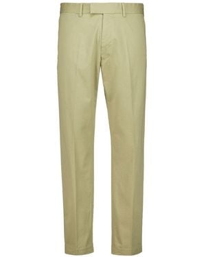 Tom Ford Dark Champagne Stretch Cotton Chinos With Logo Patch On The Back - Green