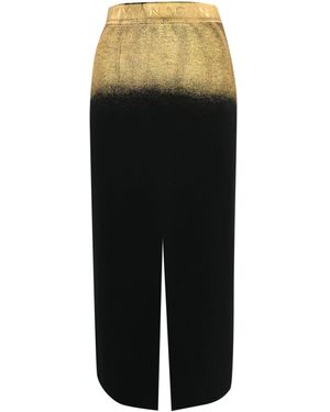 Liviana Conti Wool Skirt With Laminated Band - Black