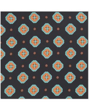 Alberto Biani Floral Pattern Silk Foulard Scarf - Blue