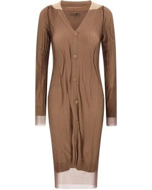 MM6 by Maison Margiela Trapped Double Layer Dress Polyamide - Brown