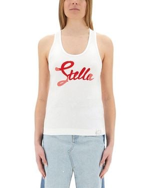 Stella McCartney Logo-Embellished Top Cotton Tops - White