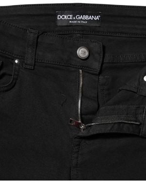 Dolce & Gabbana Cotton Logo Skinny Midwaist Denim Jeans Elastane Clothing - Black