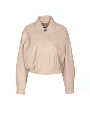 Fendi Leather Bomber - Natural