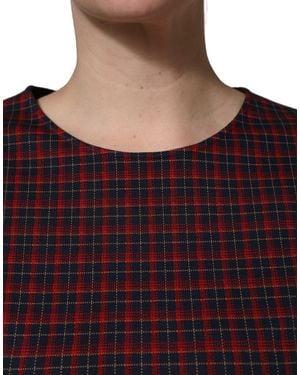 Dolce & Gabbana Chequered Shortsleeve Sheath Dress And Cotton Polyester Elastane - Black