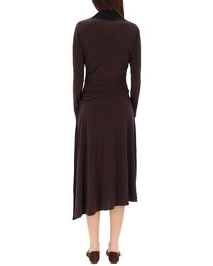 Tory Burch Asymmetrical Midi Dress Viscose - Brown