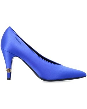 Versace Gianni Satin Pointed Court Shoes - Blue