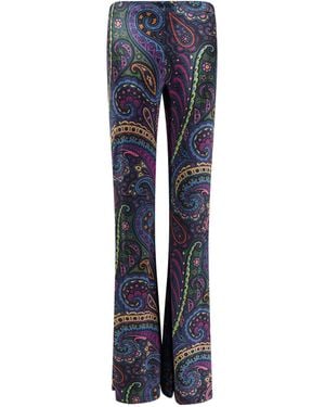 Etro Chenille Pants With Print - Blue