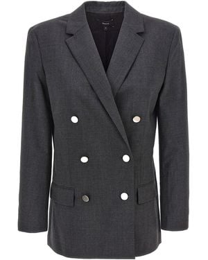 Theory Double-Breasted Wool Blazer - Black