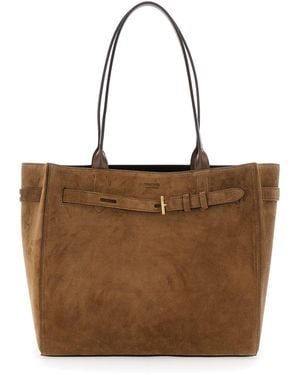 Tom Ford Suede Calf + Smooth Calf Medium Tote - Brown