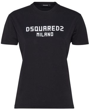 DSquared² Logo Printed Crewneck T-Shirt - Black