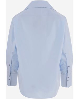 Patou Cotton Blouse With Knotted Collar Organic Shirt - Blue