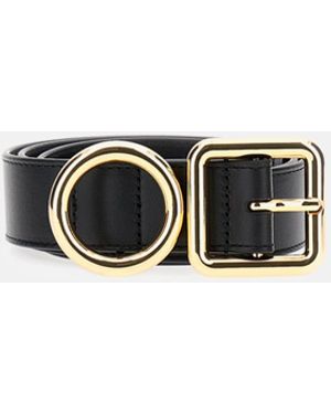 Jacquemus Leather Belt With Geometric Buckle - Black